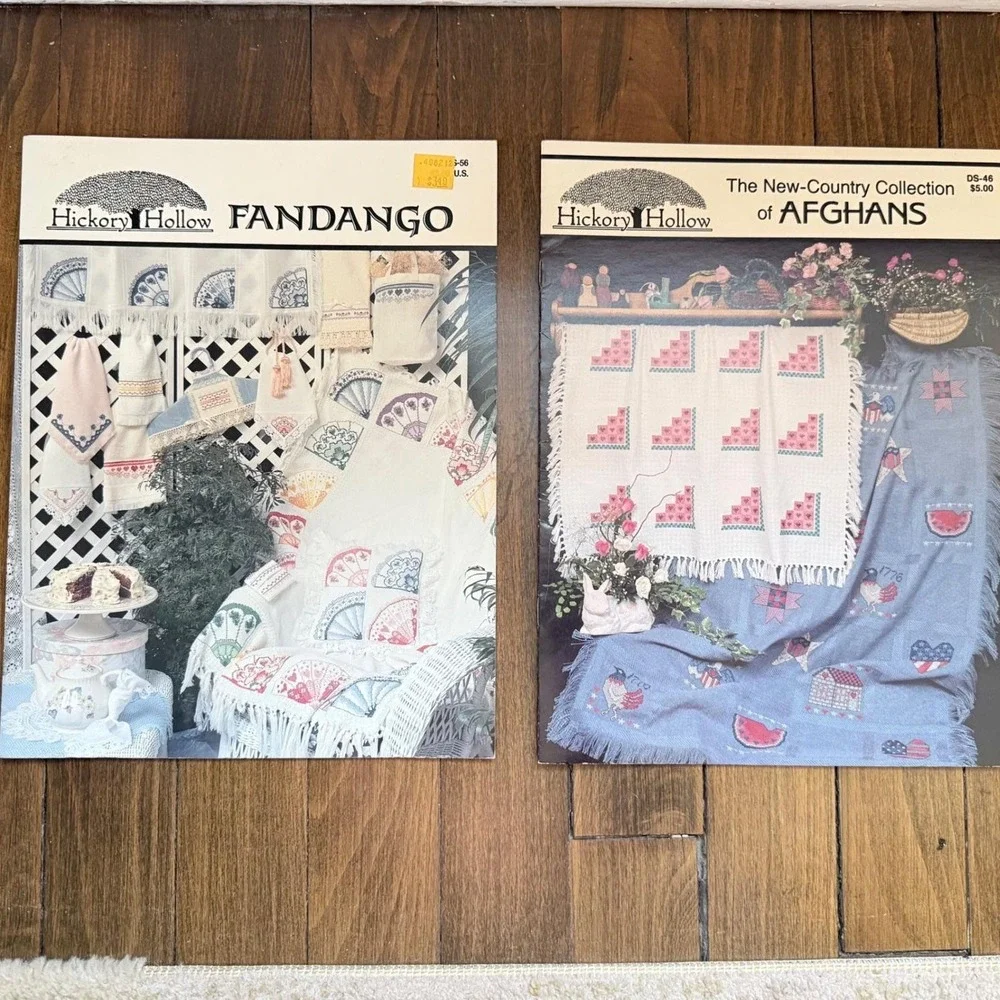 Cross Stitch Patterns Lot 2 Hickory Hollow Fandango Crochet Country Afghans‎ VTG
